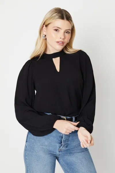 Блузка с замочной скважиной Dorothy Perkins, черный