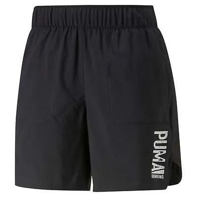 Puma Run Plcd Graphic 7 Shorts Mens Black Athletic Casual Bants 52241651
