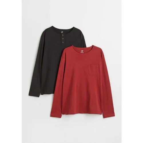 Лонгслив H&M, 2шт., размер 158/164, красный, серый