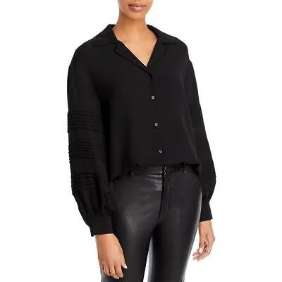 Женская черная блузка на пуговицах T Tahari с высоким низким воротником, рубашка M BHFO 8198