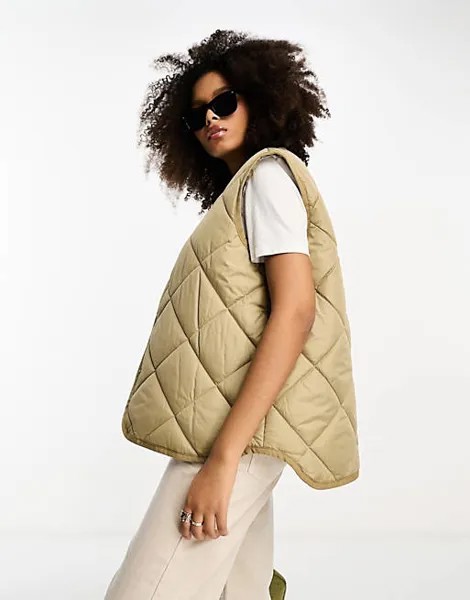 Стеганый жилет карамельного цвета с бриллиантами ASOS DESIGN