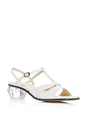 MARC JACOBS Женские белые кожаные сандалии с ремешком на пятке 38.5 The Gem Toe со скульптурным каблуком