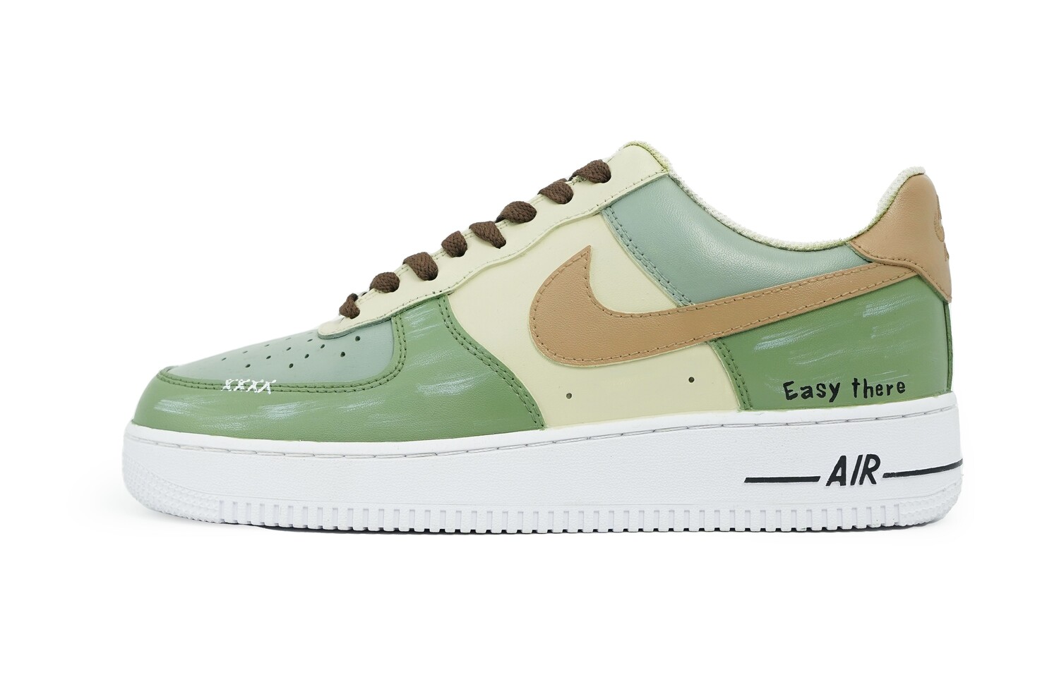 Кроссовки Nike Air Force 1 Skateboarding Shoes Women's Low-top Green Brown Yellow, зеленый