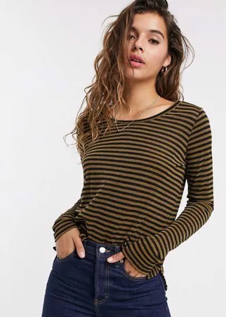 Лонгслив в полоску Maison Scotch-Коричневый