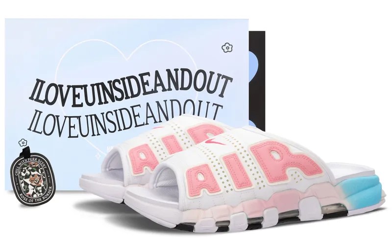 Вьетнамки Air More Uptempo мужские розовые/белые/синие Nike