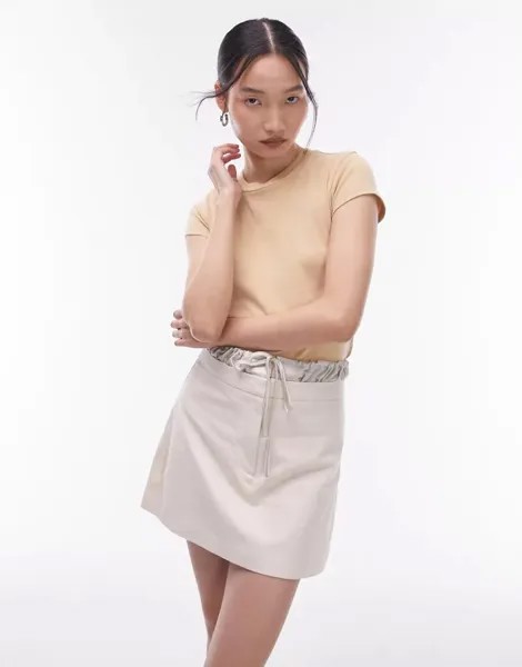 Повседневная удлиненная рубашка Topshop нейтрального тона