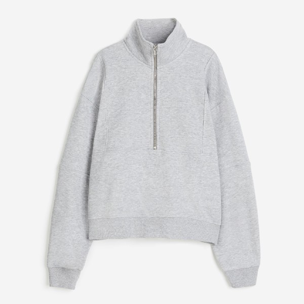 Свитшот H&M Half-zip, светло-серый