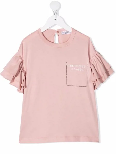 Brunello Cucinelli Kids декорированная футболка