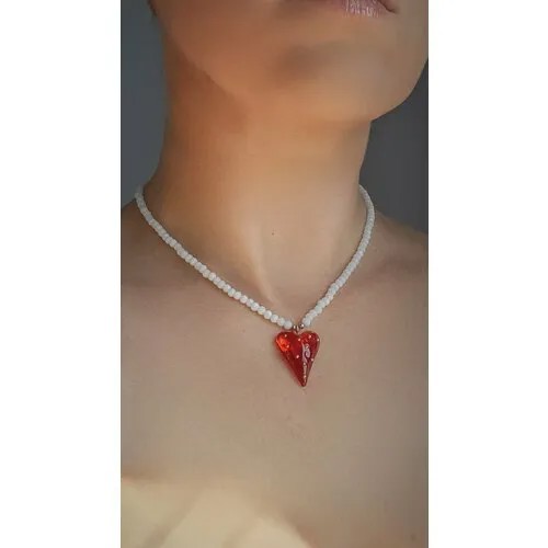 Колье ( Verba ), бирюза, жемчуг пресноводный культивированный, керамика, коралл, длина 40 см, бело-красный в серебре