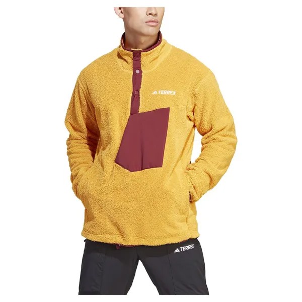 Толстовка на молнии adidas Organiser Xploric High-Pile-Fleece Pullover, желтый