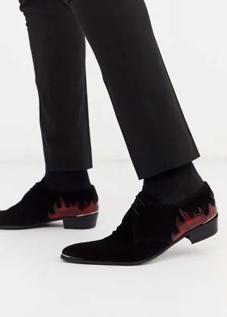 Черные кожаные туфли с изображением пламени Jerrery West Adamant-Черный