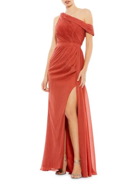 Платье на одно плечо цвета металлик Mac Duggal, красный