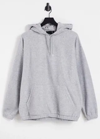 Oversized-худи из флиса серого меланжевого цвета ASOS DESIGN-Серый