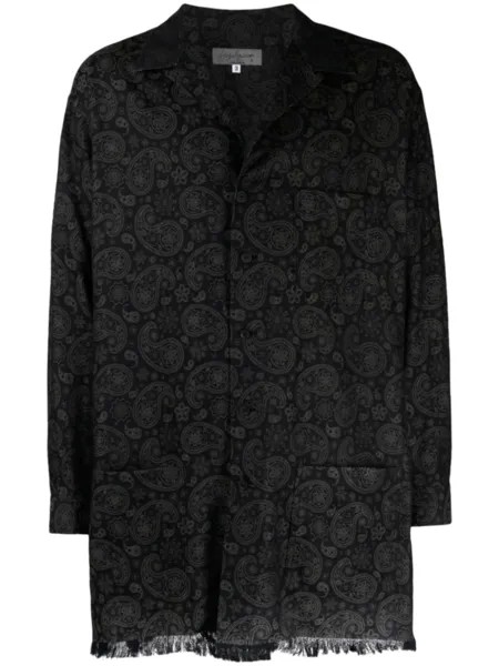 Yohji Yamamoto жаккардовое пальто R-JQ с узором пейсли, черный
