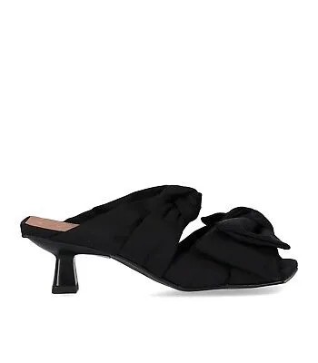Женские черные туфли-мюли на каблуке с бантами Ganni