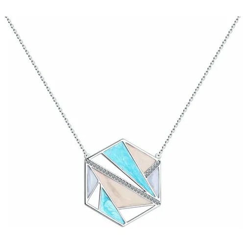 Колье Diamant, серебро, 925 проба, родирование, эмаль, фианит, длина 55 см.