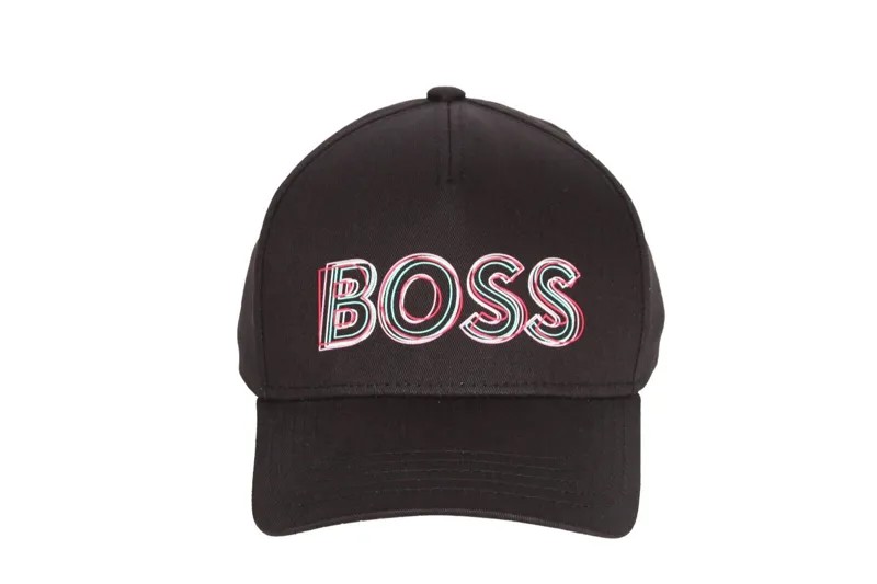 Мужская кепка из хлопкового твила с логотипом HUGO BOSS черного цвета 50472266 001