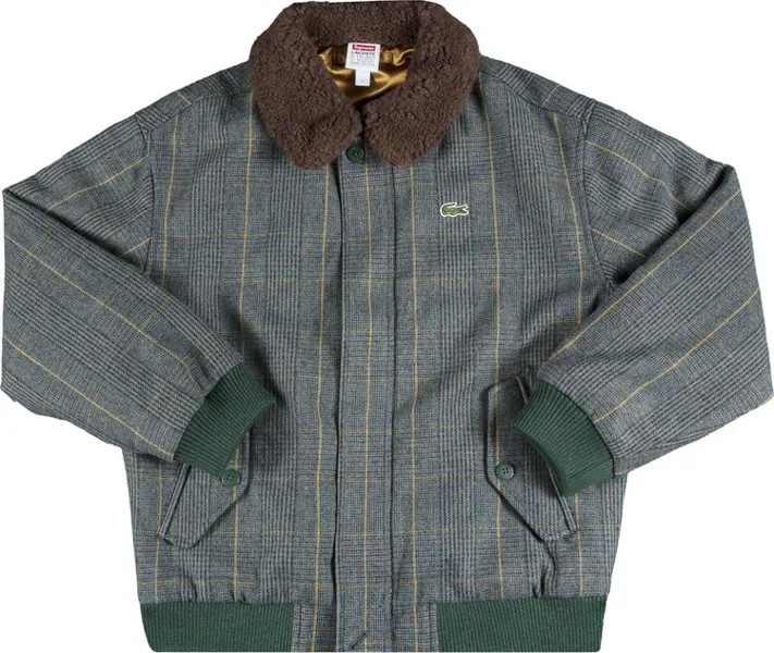 Куртка Supreme x Lacoste Wool Bomber Jacket 'Green', зеленый
