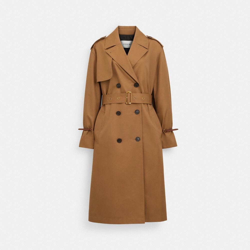 Тренч COACH Relaxed Double Breasted Trench, цвет Dark Khaki