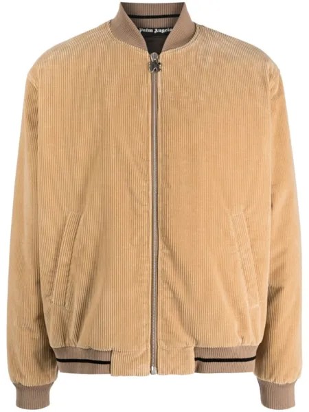 Palm Angels corduroy cotton bomber jacket, нейтральный цвет