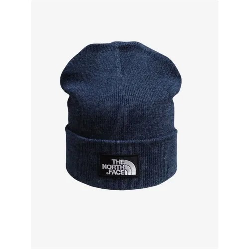 Шапка бини The North Face, демисезон/зима, хлопок, размер 50/58, синий