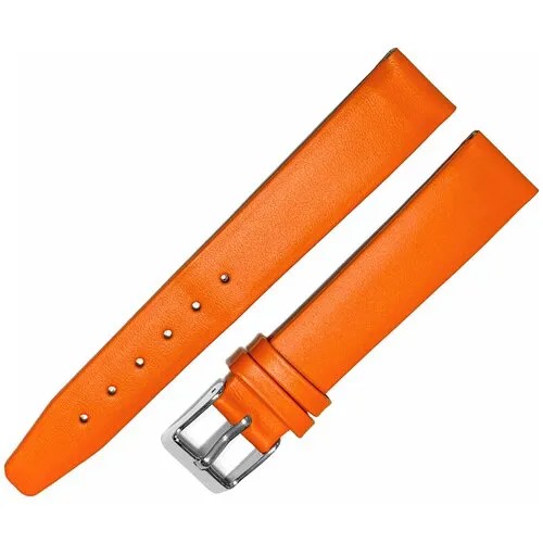 Ремешок 1603-01 (оранж) Classic Оранжевый кожаный ремень 16 мм для часов наручных из натуральной кожи женский гладкий матовый