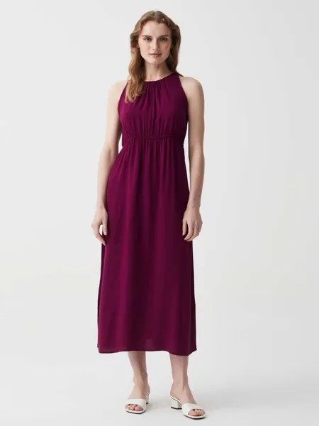 Длинное платье из вискозы с воротником-хомутом Ovs, цвет plum