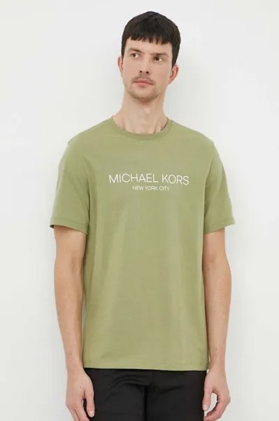 Хлопковая футболка Michael Kors, зеленый