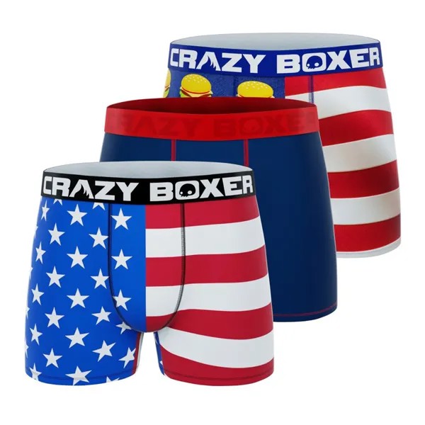 Мужские трусы CRAZY BOXER с флагом США, 3 шт., размер XL, повседневные, CBOUT0103X3C2