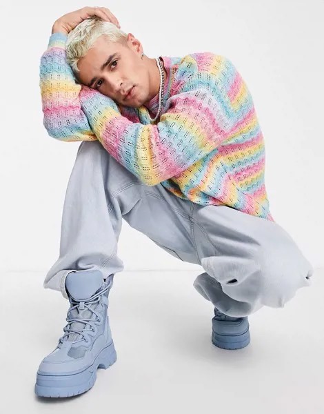 Джемпер фактурной вязки в полоску с эффектом омбре ASOS DESIGN-Разноцветный
