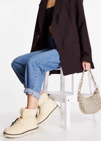 Кремовые дутые зимние ботинки River Island-Белый