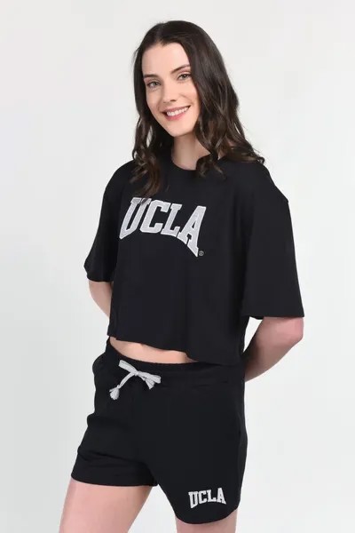 Короткая хлопковая футболка Helena Ucla, черный