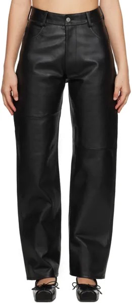 Черные кожаные брюки со вставками MM6 Maison Margiela