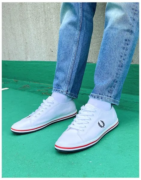 Белые кроссовки с саржевым верхом Fred Perry B7259 Kingston-Белый