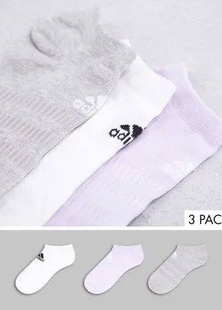 Набор из 3 пар носков до щиколотки сиреневого, белого и серого цвета adidas-Разноцветный