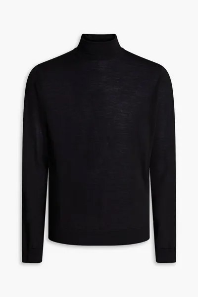 Шерстяной свитер с высоким воротником и вышитым логотипом WOOLRICH, черный