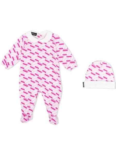Versace Kids комплект из комбинезона и шапки с принтом La Greca