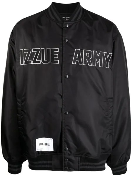 Izzue logo-embroidered padded bomber jacket, черный