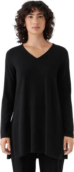 Свитер V-Neck Tunic Eileen Fisher, черный