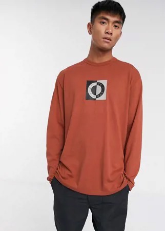 Лонгслив рыжего цвета с принтом Topman-Красный