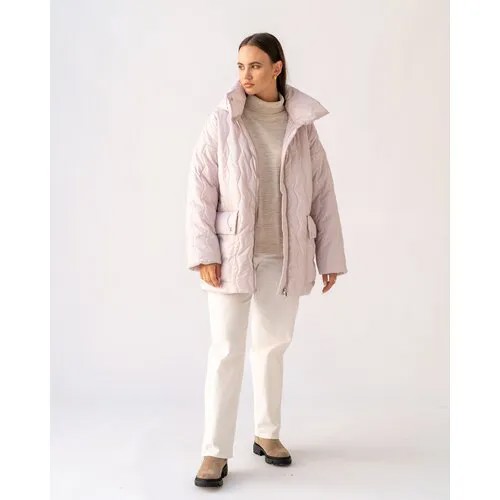 Куртка  Modress демисезонная, силуэт свободный, капюшон, карманы, размер 58, розовый