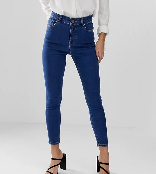 Синие джинсы скинни с завышенной талией ASOS DESIGN Petite Ridley-Голубой