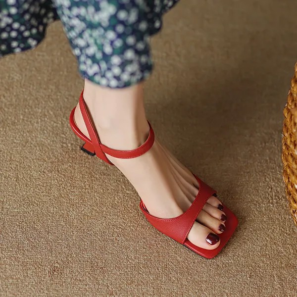Сандалии Heihaian женские на каблуке, простые Босоножки с открытым носком, абрикосового цвета, размеры 34-42, лето 2023