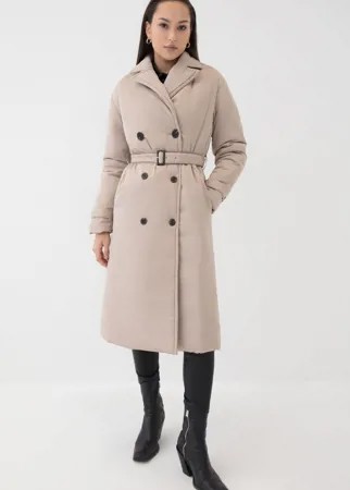 Утепленное пальто женское ZARINA 1122413113 бежевое 50