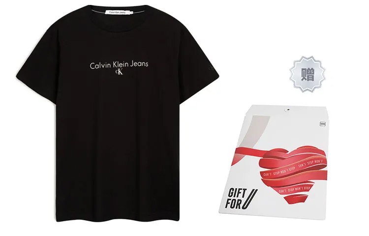 Футболка унисекс черная, сумка для покупок в комплекте Calvin Klein, черный