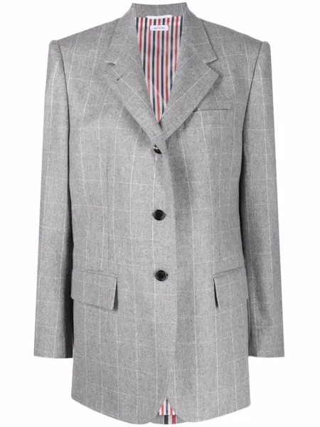 Thom Browne однобортный пиджак в клетку, серый