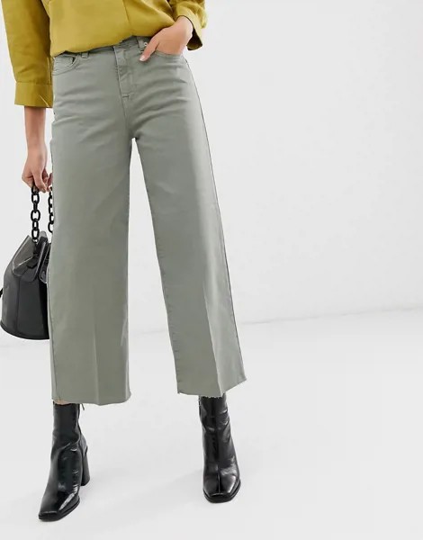 Широкие укороченные джинсы Selected Femme-Зеленый