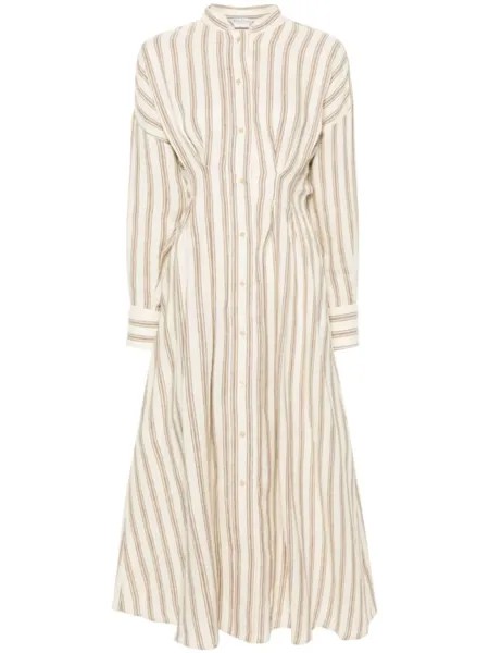 Льняное платье в полоску Max Mara, бежевый