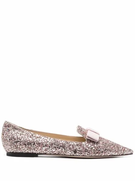 Jimmy Choo лоферы с заостренным носком и блестками, розовый