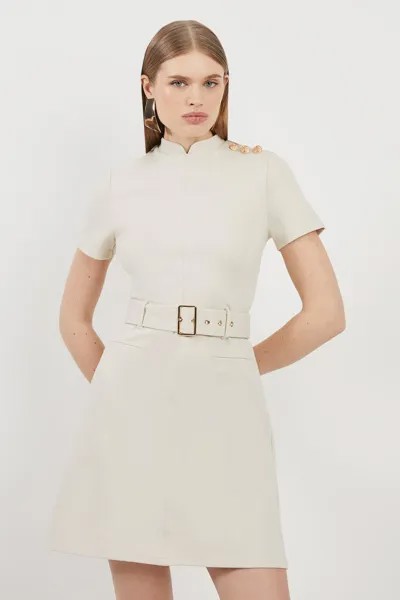 Мини-платье из джерси с поясом и поясом Karen Millen, белый
